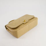 Chanel Vintage Beige Diana Flap Bag in Lambskin Leather with 24K Gold Hardware