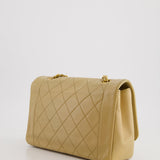 Chanel Vintage Beige Diana Flap Bag in Lambskin Leather with 24K Gold Hardware