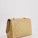 Chanel Vintage Beige Diana Flap Bag in Lambskin Leather with 24K Gold Hardware