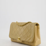 Chanel Vintage Beige Diana Flap Bag in Lambskin Leather with 24K Gold Hardware