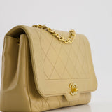 Chanel Vintage Beige Diana Flap Bag in Lambskin Leather with 24K Gold Hardware