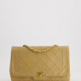 Chanel Vintage Beige Diana Flap Bag in Lambskin Leather with 24K Gold Hardware