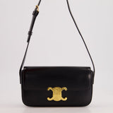 Celine Black Claude Shoulder Bag in Shiny Calfskin with Gold Hardware RRP £2150