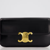 Celine Black Claude Shoulder Bag in Shiny Calfskin with Gold Hardware RRP £2150