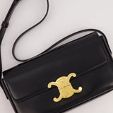 Celine Black Claude Shoulder Bag in Shiny Calfskin with Gold Hardware RRP £2150