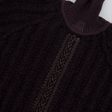 Hermès Brown Cashmere Knit Jumper with Lambskin Leather Braided Details Size FR 34 (UK 6)