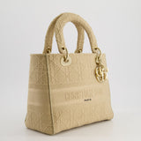 Christian Dior Medium Lady D-Lite Bag in Beige Cannage Canvas with Champagne Gold Hardware RRP £4,300