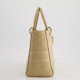 Christian Dior Medium Lady D-Lite Bag in Beige Cannage Canvas with Champagne Gold Hardware RRP £4,300