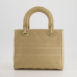 Christian Dior Medium Lady D-Lite Bag in Beige Cannage Canvas with Champagne Gold Hardware RRP £4,300