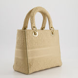 Christian Dior Medium Lady D-Lite Bag in Beige Cannage Canvas with Champagne Gold Hardware RRP £4,300