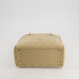 Christian Dior Medium Lady D-Lite Bag in Beige Cannage Canvas with Champagne Gold Hardware RRP £4,300