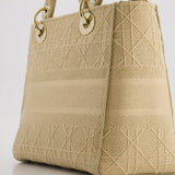 Christian Dior Medium Lady D-Lite Bag in Beige Cannage Canvas with Champagne Gold Hardware RRP £4,300