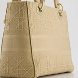 Christian Dior Medium Lady D-Lite Bag in Beige Cannage Canvas with Champagne Gold Hardware RRP £4,300