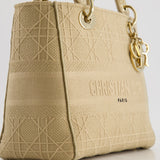 Christian Dior Medium Lady D-Lite Bag in Beige Cannage Canvas with Champagne Gold Hardware RRP £4,300