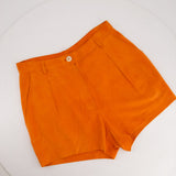 Hermès Orange Suede High Waist Shorts with Stitch Detail Size FR 38 (UK 10)