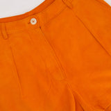 Hermès Orange Suede High Waist Shorts with Stitch Detail Size FR 38 (UK 10)