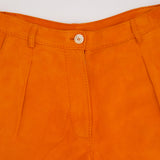 Hermès Orange Suede High Waist Shorts with Stitch Detail Size FR 38 (UK 10)