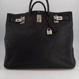 Hermès HAC 50 in Black Retourné Togo Leather with Palladium Hardware