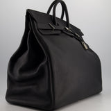 Hermès HAC 50 in Black Retourné Togo Leather with Palladium Hardware