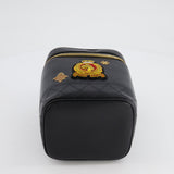 Chanel Vintage Black Lambskin Leather Embroidered Vanity Bag with 24K Gold Hardware