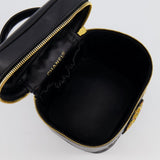 Chanel Vintage Black Lambskin Leather Embroidered Vanity Bag with 24K Gold Hardware