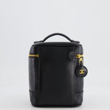 Chanel Vintage Black Lambskin Leather Embroidered Vanity Bag with 24K Gold Hardware