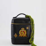 Chanel Vintage Black Lambskin Leather Embroidered Vanity Bag with 24K Gold Hardware