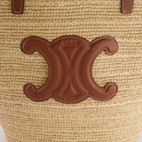 Celine Medium Supple Classic Panier Tote Bag in Raffia and Calfskin Leather with Tan Logo RRP £1,700