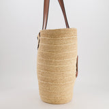 Celine Medium Supple Classic Panier Tote Bag in Raffia and Calfskin Leather with Tan Logo RRP £1,700