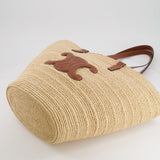 Celine Medium Supple Classic Panier Tote Bag in Raffia and Calfskin Leather with Tan Logo RRP £1,700