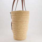 Celine Medium Supple Classic Panier Tote Bag in Raffia and Calfskin Leather with Tan Logo RRP £1,700