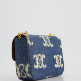 Celine Denim Blue Triomphe Shoulder Bag in Fabric with Gold Hardware RRP £2150