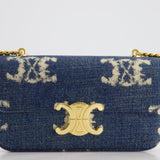 Celine Denim Blue Triomphe Shoulder Bag in Fabric with Gold Hardware RRP £2150