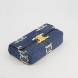 Celine Denim Blue Triomphe Shoulder Bag in Fabric with Gold Hardware RRP £2150