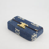 Celine Denim Blue Triomphe Shoulder Bag in Fabric with Gold Hardware RRP £2150