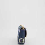 Celine Denim Blue Triomphe Shoulder Bag in Fabric with Gold Hardware RRP £2150