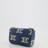 Celine Denim Blue Triomphe Shoulder Bag in Fabric with Gold Hardware RRP £2150