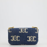 Celine Denim Blue Triomphe Shoulder Bag in Fabric with Gold Hardware RRP £2150