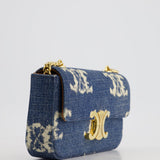 Celine Denim Blue Triomphe Shoulder Bag in Fabric with Gold Hardware RRP £2150