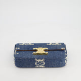 Celine Denim Blue Triomphe Shoulder Bag in Fabric with Gold Hardware RRP £2150