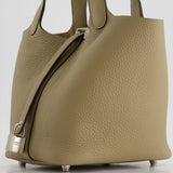 Hermès Picotin Bag 18cm in Beige Marfa Clemence Leather with Palladium Hardware