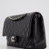 Chanel Medium Black Classic Double Flap Bag in Caviar Leather with Silver Hardware