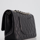 Chanel Medium Black Classic Double Flap Bag in Caviar Leather with Silver Hardware