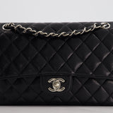 Chanel Medium Black Classic Double Flap Bag in Caviar Leather with Silver Hardware