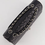 Chanel Medium Black Classic Double Flap Bag in Caviar Leather with Silver Hardware