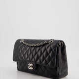 Chanel Medium Black Classic Double Flap Bag in Caviar Leather with Silver Hardware