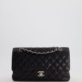 Chanel Medium Black Classic Double Flap Bag in Caviar Leather with Silver Hardware