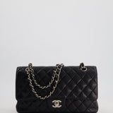 Chanel Medium Black Classic Double Flap Bag in Caviar Leather with Silver Hardware