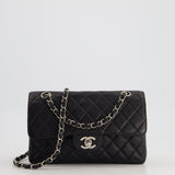 Chanel Vintage Black Small Classic Double Flap Bag in Caviar Leather with Silver Hardware RRP