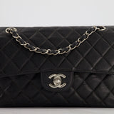 Chanel Vintage Black Small Classic Double Flap Bag in Caviar Leather with Silver Hardware RRP